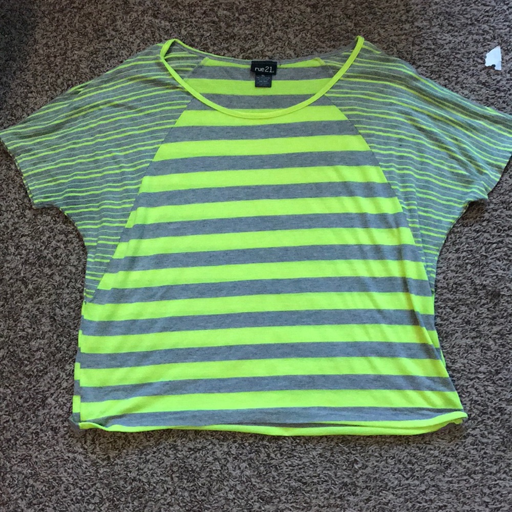 Rue 21 neon yellow striped shirt
